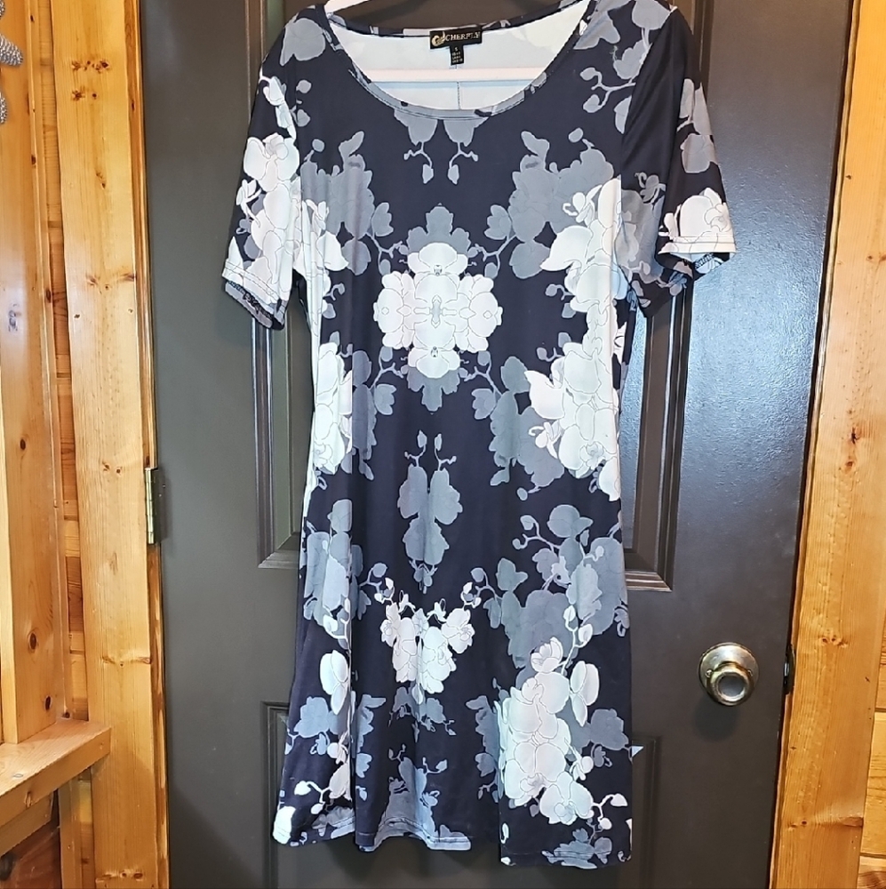Black and White Floral Midi Dress